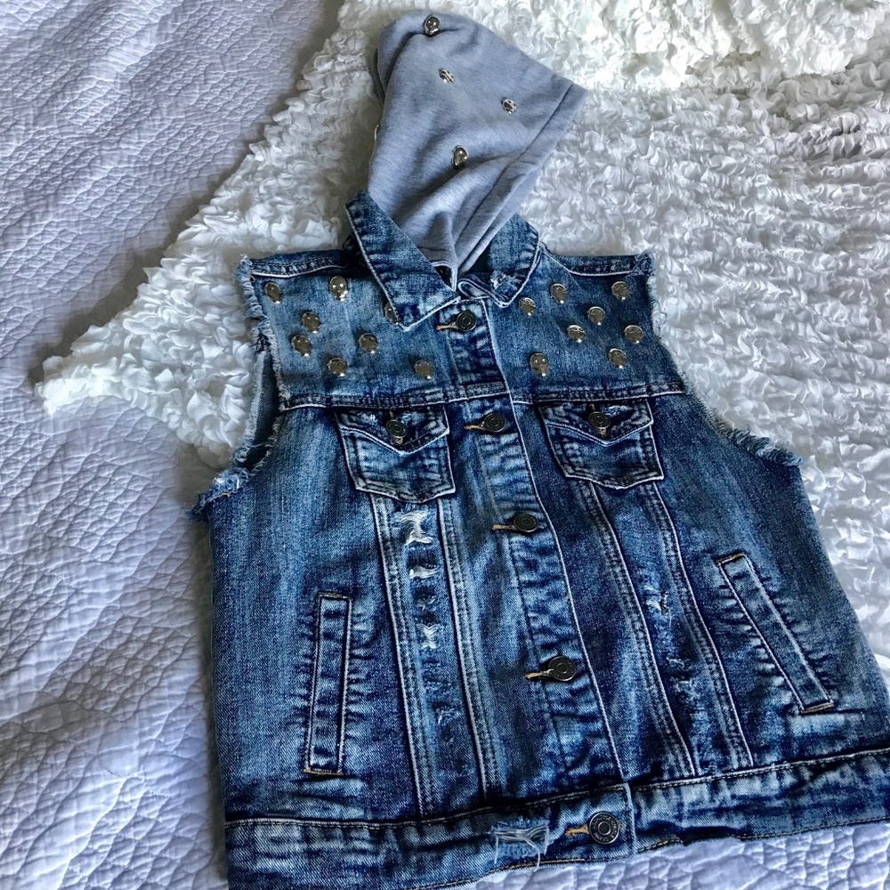 Denim hoodie vest
